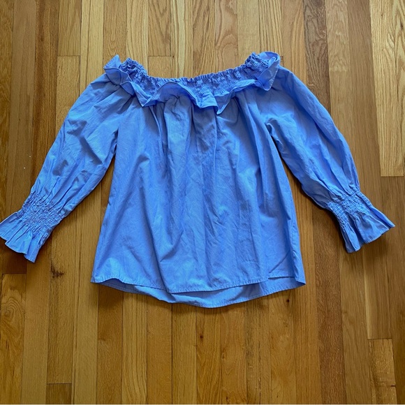 Primark Light Blue Ruffled Off-Shoulder Blouse - Picture 1 of 6